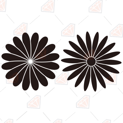 Black Flowers SVG File, Flowers Clipart SVG Instant Download Plant and Flowers