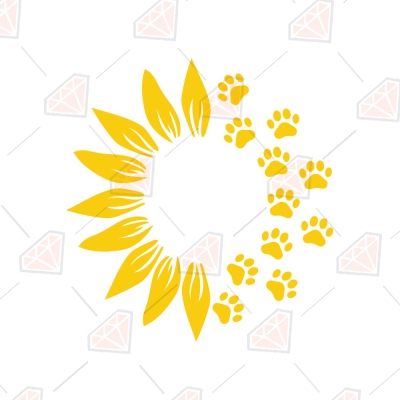 Paw Sunflower Print SVG Sunflower SVG