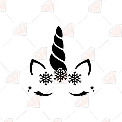 Winter Unicorn SVG Cut File, Cute Unicorn Clipart Christmas
