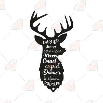 Dasher Dancer Prancer Vixen Moscato with Deer SVG Christmas