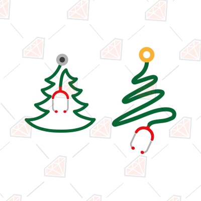 Stethoscope Christmas Tree SVG, Christmas Nurse SVG Christmas