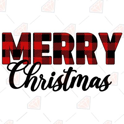 Dotted Buffalo Plaid Merry Christmas SVG Cut File Christmas SVG