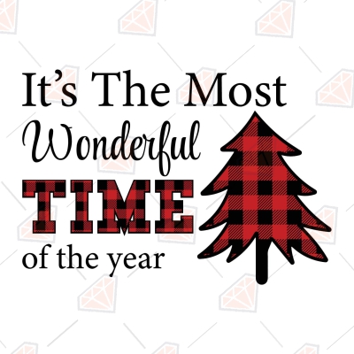 It's The Most Wonderful Time Christmas SVG, Red Buffalo Tree SVG Christmas