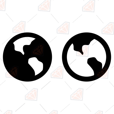 Earth SVG Icon, Black and White Earth Clipart Icon SVG