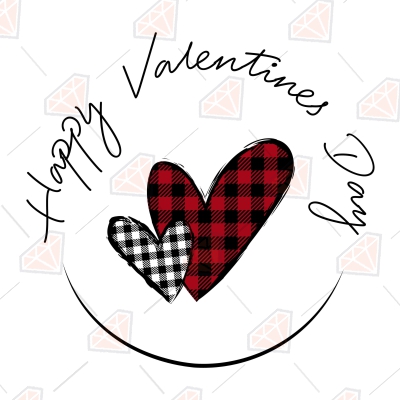 Happy Valentines Day SVG, Buffalo Plaid Hearts SVG Valentine's Day SVG