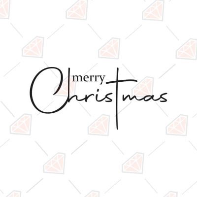Handwriting Merry Christmas with Cross SVG Cut File Christmas