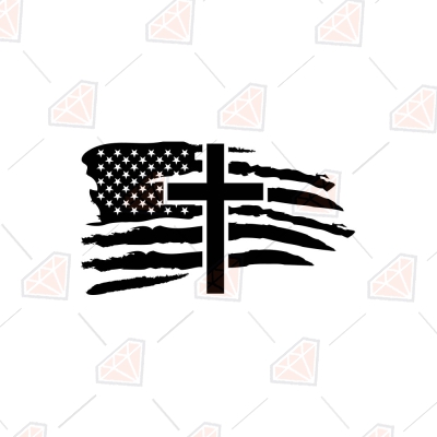 American Distressed Flag with Cross SVG, USA Flag with Cross Instant Download USA SVG
