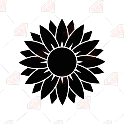 Basic Black Sunflower SVG Cut and Clipart File Sunflower SVG