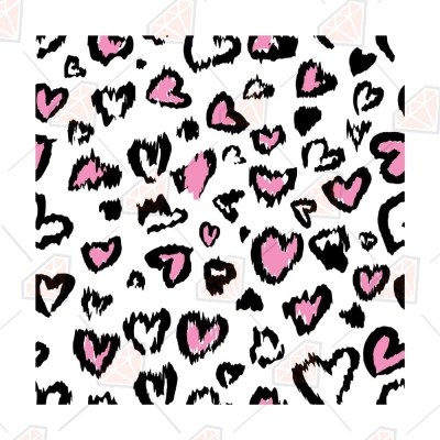 Pink Brush Heart Pattern SVG, Cheetah Print SVG Background Patterns