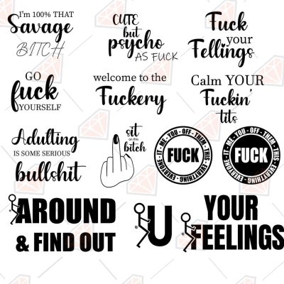 Fuck SVG Bundle, Funny Adult Quotes SVG for Shirts Funny SVG