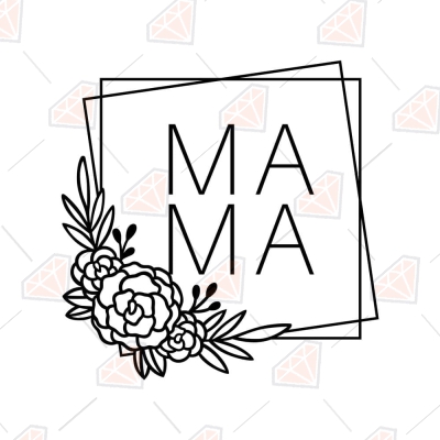 Mama Double Square Flower SVG, Mama Shirt Design Instant Download Mother's Day SVG