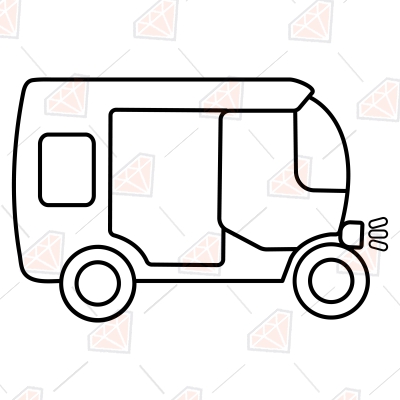 Rickshaw Outline SVG Vector File, Rickshaw Clipart Digital Download Transportation