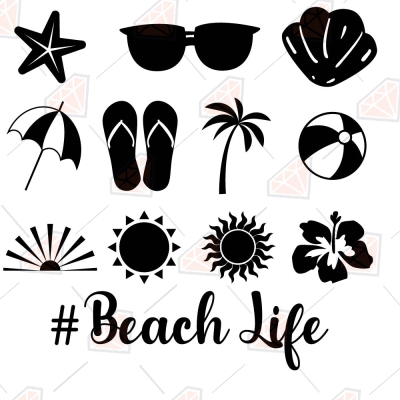Summer Beach SVG Bundle, Beach Life SVG Instant Download Summer SVG