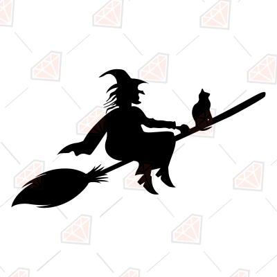 Halloween Witch with Cat SVG, Witch SVG Instant Download Halloween SVG