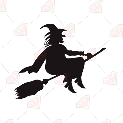 Halloween Witch Silhouette SVG Cut File, Witch Vector Files Halloween SVG