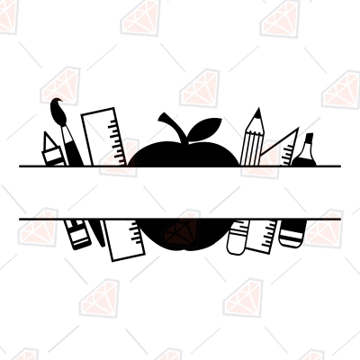 School Supplies Monogram SVG, Teacher Monogram SVG Digital Download