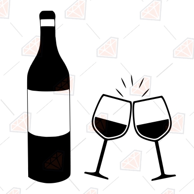 Wine Bottle and Glasses SVG, Wine Glass SVG Vector Files PremiumSVG
