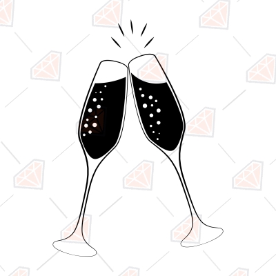 Champagne Glass Clinking SVG Cut File, Champagne Clink SVG Instant ...