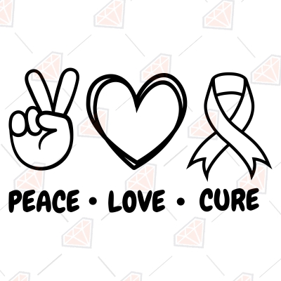 Peace Love Cure SVG, Awareness Ribbon SVG Clipart Files | PremiumSVG