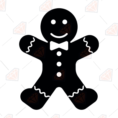 Black Gingerbread SVG Cut File, Xmas Ornament SVG Instant Download Christmas SVG