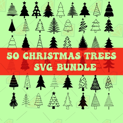 Christmas Trees Bundle SVG Cut & Clipart Files, Instant Download Christmas SVG