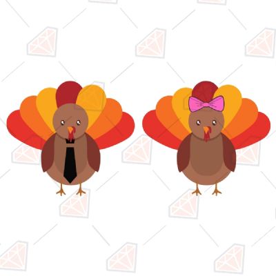 Thanksgiving Couple Turkey SVG, Turkey Instant Download Bird SVG