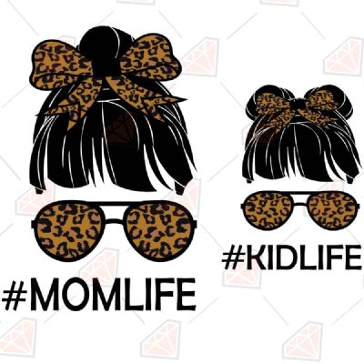 Leopard Messy Bun Momlife Kidlife SVG Cut File Messy Bun SVG