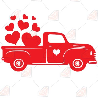 Red Valentine Heart Truck SVG Valentine's Day SVG