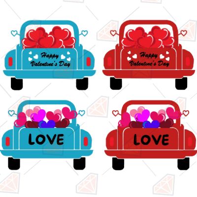 Valentine Heart Trucks SVG Valentine's Day SVG