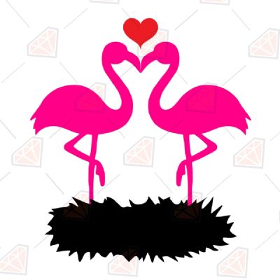 Pink Flamingo Couple Love SVG Valentine's Day SVG