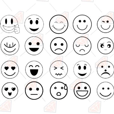 Emoji SVG Bundle, Emoji Bundle Vector Instant Download Cartoons