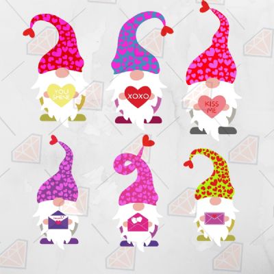 6 Valentine Gnomes SVG Bundle Valentine's Day SVG
