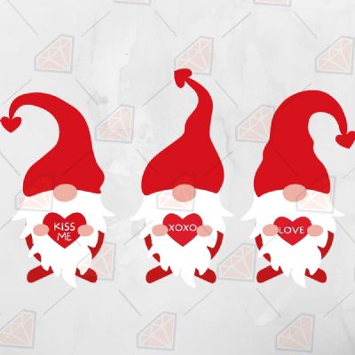 Kiss Me, Xoxo and Love Gnomes SVG Valentine's Day SVG