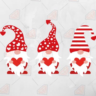 Red Cute Gnomes SVG Design Valentine's Day SVG