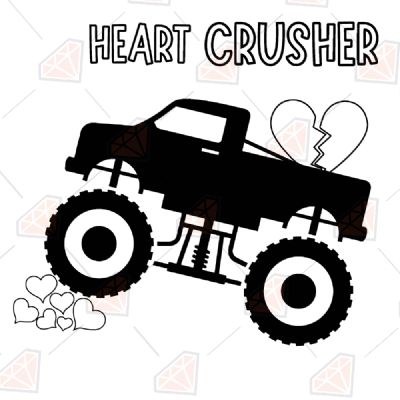 Heart Crusher Truck SVG Valentine's Day SVG