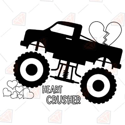 Heart Crusher Monster Truck SVG Valentine's Day SVG
