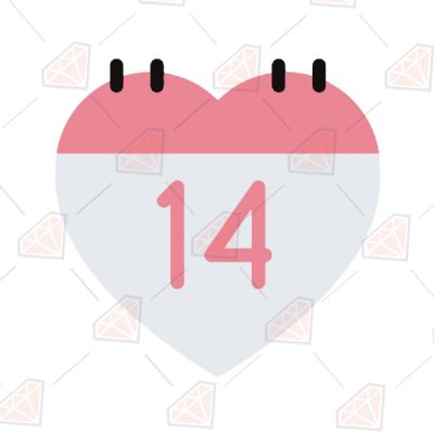 14 February Heart Calendar SVG Valentine's Day SVG