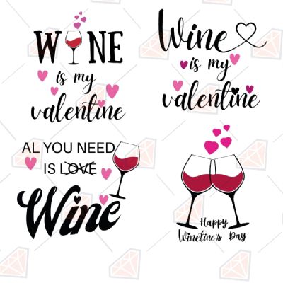 Wine Valentine SVG, Wine Love SVG Valentine's Day SVG