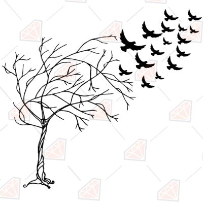 Bare Tree With Birds SVG Halloween