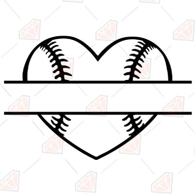 Baseball Heart Monogram SVG, Monogram Instant Download Baseball