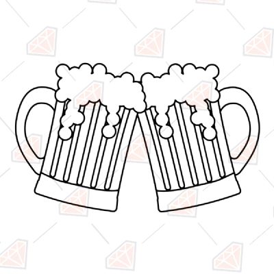 Beer Mugs Cheers SVG, Beer Pint SVG Instant Download Drinking