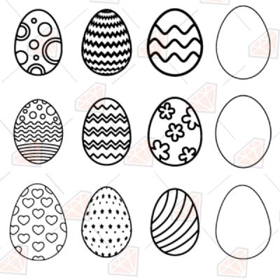 Black and White Easter Eggs Bundle Easter Day SVG