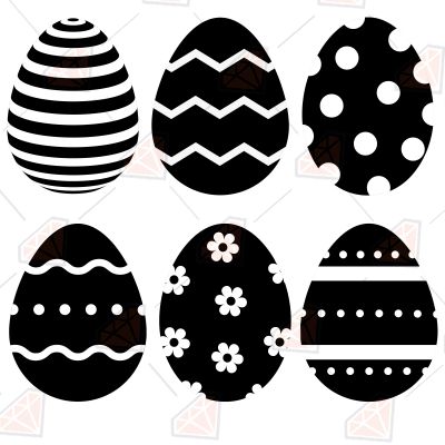 Black and White Easter Eggs SVG Easter Day SVG