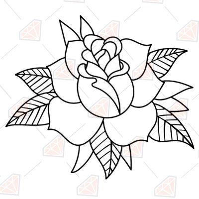 Black and White Rose, Rose Flower SVG Instant Download Plant and Flowers SVG