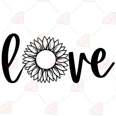 Black Love Sunflower SVG, Love Sunflower Instant Download Sunflower SVG