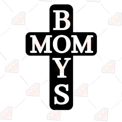 Black Mom Boys Cross SVG, Mom Boys Cut File Mother's Day SVG
