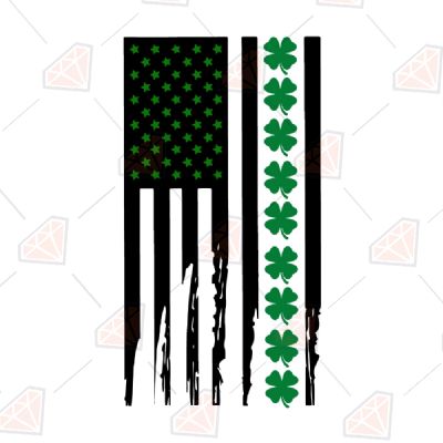 Black Shamrock USA Flag SVG St Patrick's Day SVG