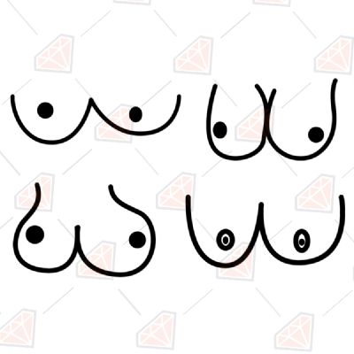 Boobs Clipart Bundle SVG, Boob Bundle Vector Files Men, Women and Children