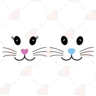 Bunny Faces Easter Day SVG