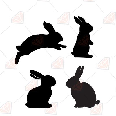 Black Easter Bunny Silhouette SVG, Cricut & Silhouette File Easter Day SVG